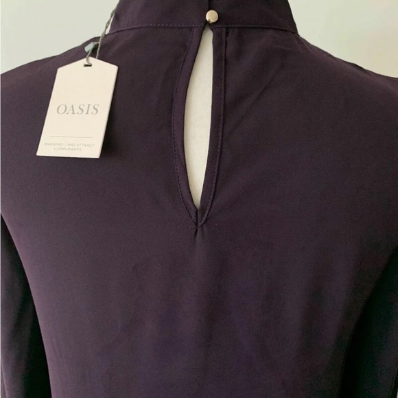 OASIS Purple Choker Neck Keyhole Blouse Long Sleeve Available Size 10 - Picture 7 of 7
